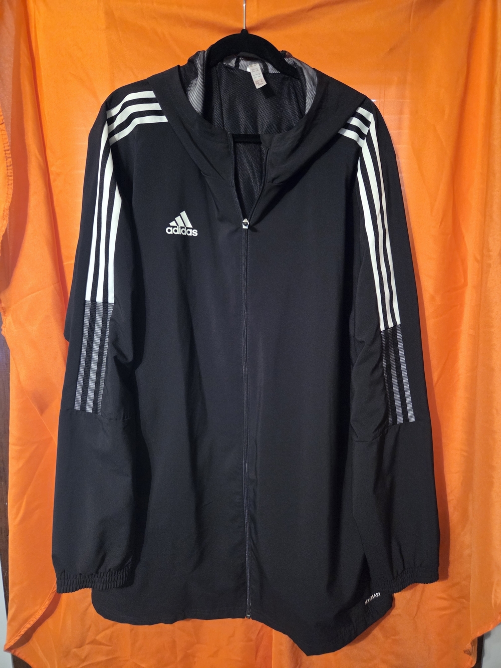 adidas Men’s Black Windbreaker Jacket with Mesh Lining